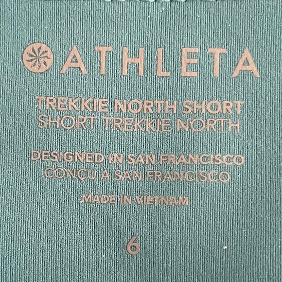 Athleta Trekkie North Athletic Pull On Nylon Spandex Shorts Teal Green Sz 6 NWOT - Picture 6 of 7